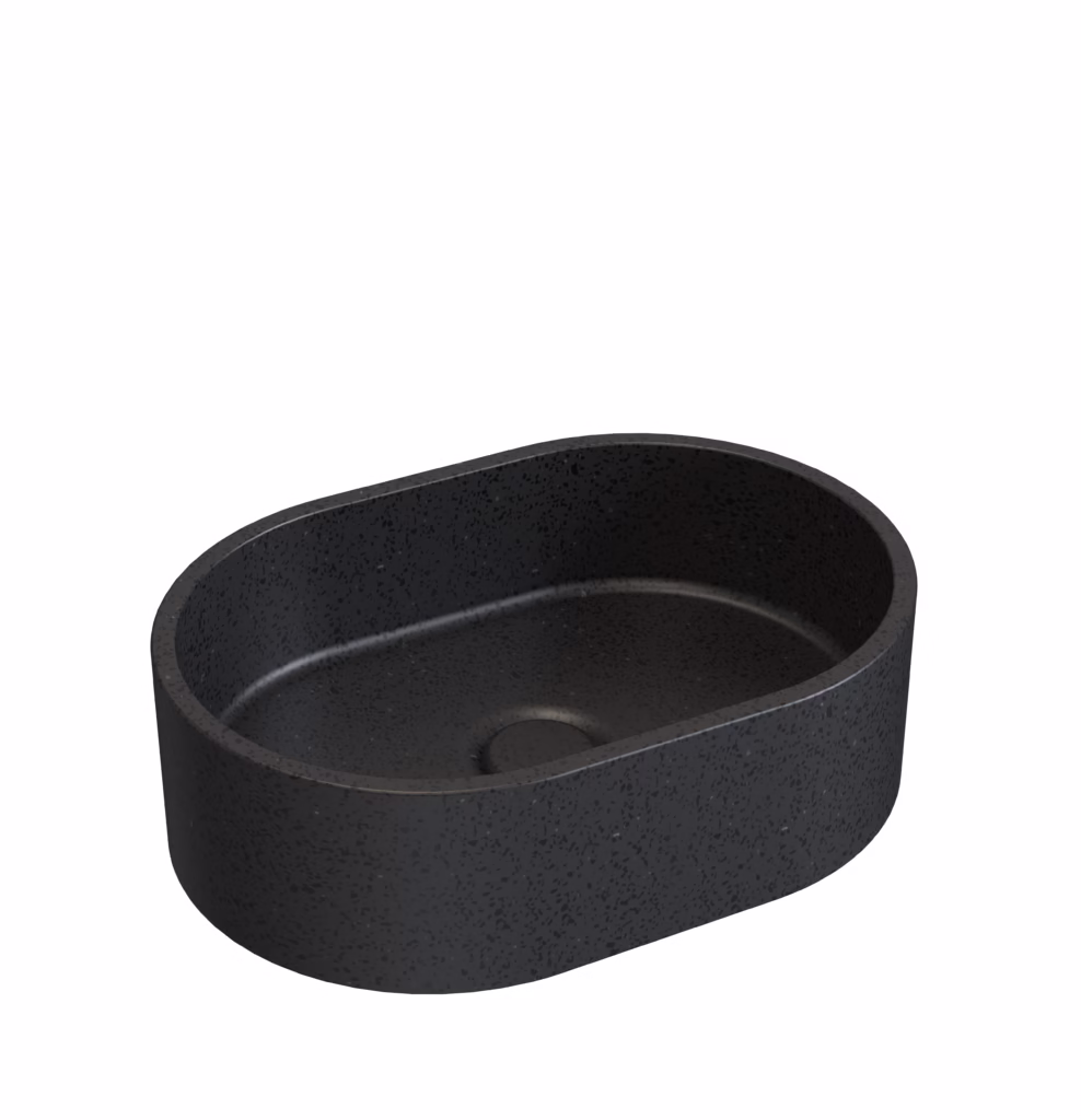 כיור אובלי 400X280X120 אבן חול שחורה SGB