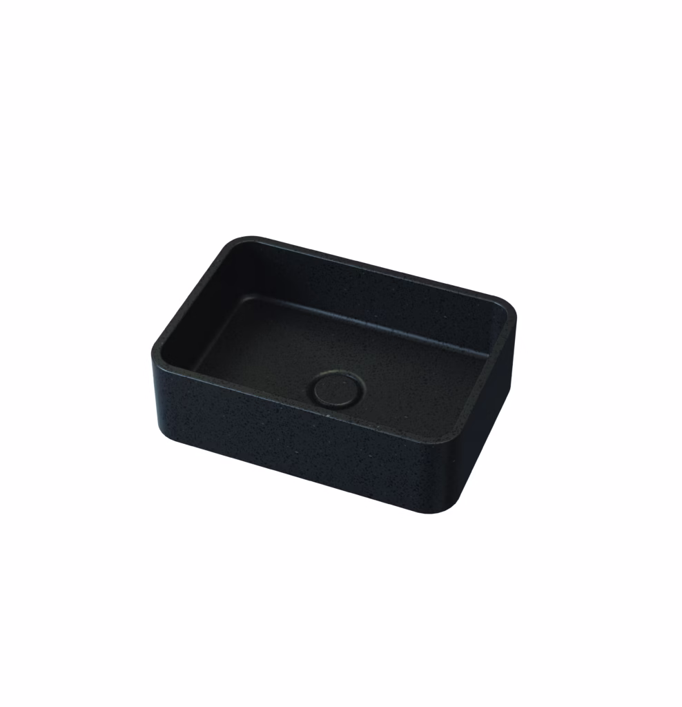 כיור מלבני 400X280X120 אבן חול שחורה SGB