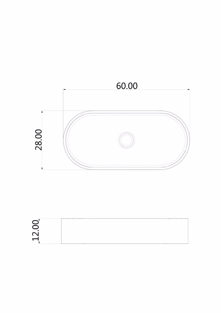 כיור אובלי 600X280X120 אבן חול שחורה SGB