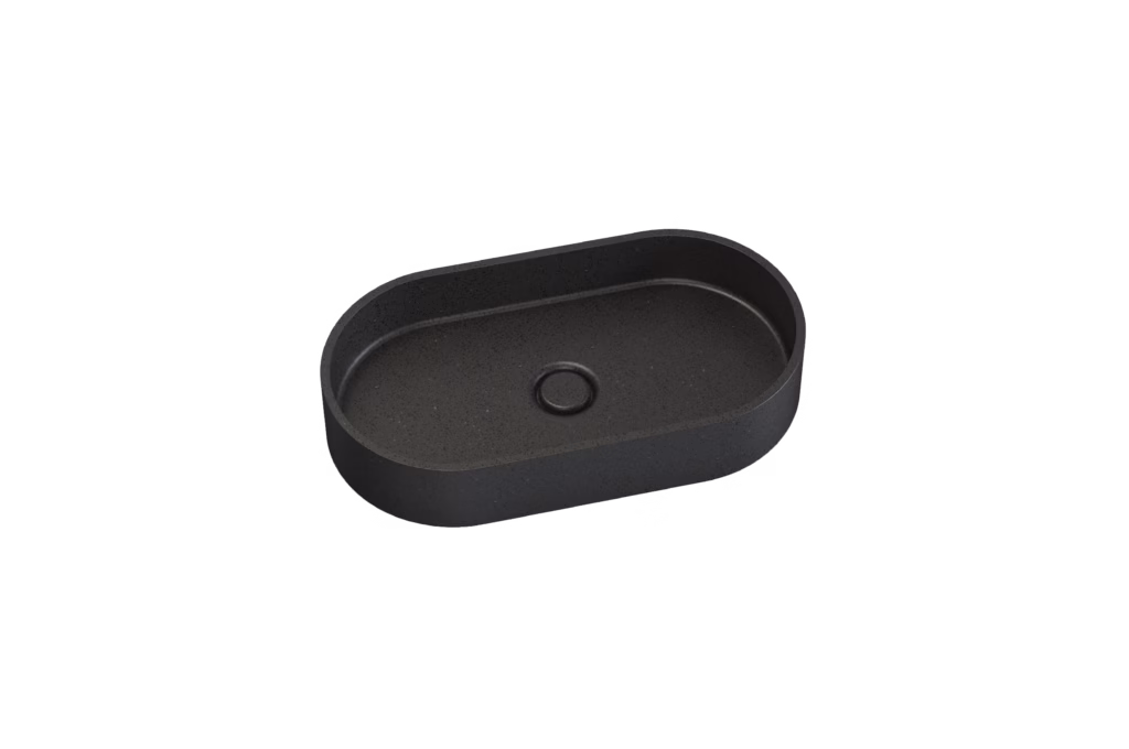 כיור אובלי 600X280X120 אבן חול שחורה SGB